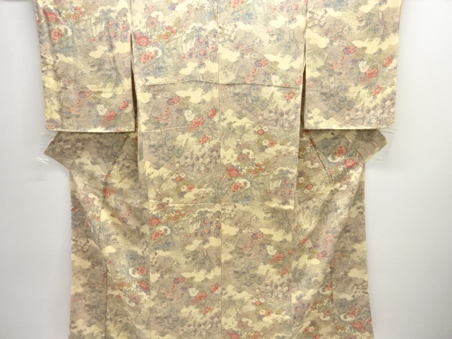 JAPANESE KIMONO / KOMON / UNUSED / CHIRIMEN / KICHO PATTERN